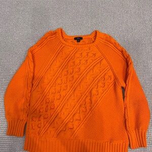 J. Crew Vibrant Orange Cable Knit Sweater